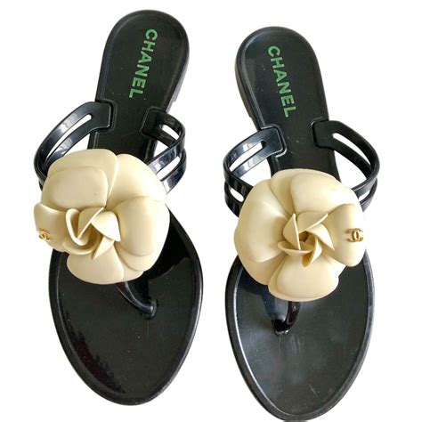 chanel camellia jelly sandals replica|chanel camellia flower flat sandals.